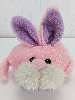 Vintage Target Pink Round Bunny Rabbit Plush 8" Stuffed Animal Purple Ears Rare